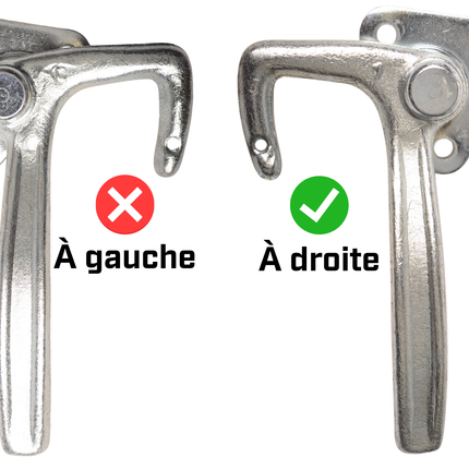 Cantonal Fermeture à levier coudé DROITE type 1 (petite plaque de montage)