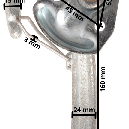 Cantonal Fermeture à levier coudé GAUCHE grand type 1 avec ressort (grande plaque de montage)