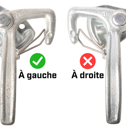 Cantonal Fermeture à levier coudé GAUCHE grand type 1 avec ressort (grande plaque de montage)