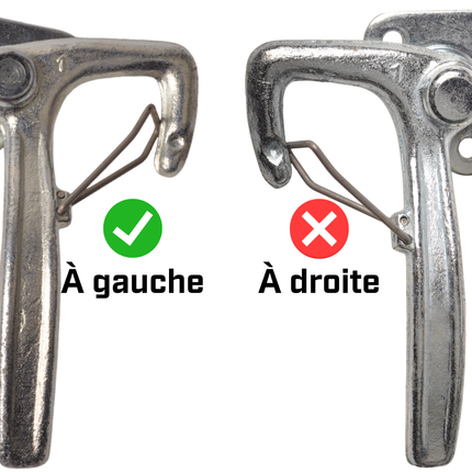Cantonal Fermeture à levier coudé GAUCHE petit type 1 avec ressort (petite plaque de montage)
