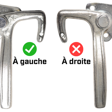 Cantonal Fermeture à levier coudé GAUCHE type 1 (petite plaque de montage)