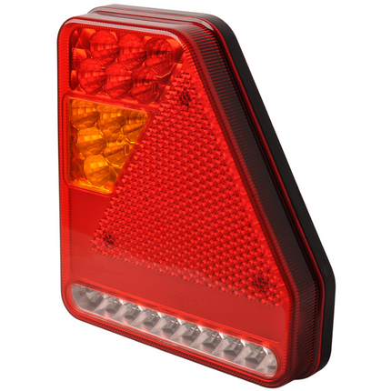 Cantonal Feu arrière de remorque - Glotrac - LED - droite - 208x188x40 mm - avec feu de recul et réflecteur triangulaire