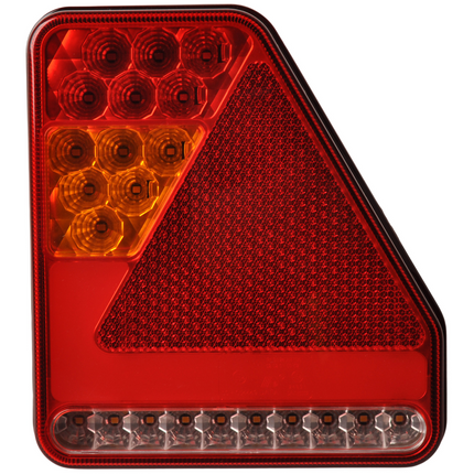 Cantonal Feu arrière de remorque - Glotrac - LED - droite - 208x188x40 mm - avec feu de recul et réflecteur triangulaire