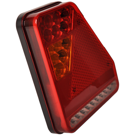 Cantonal Feu arrière de remorque - Glotrac - LED - droite - 208x188x40 mm - avec feu de recul et réflecteur triangulaire