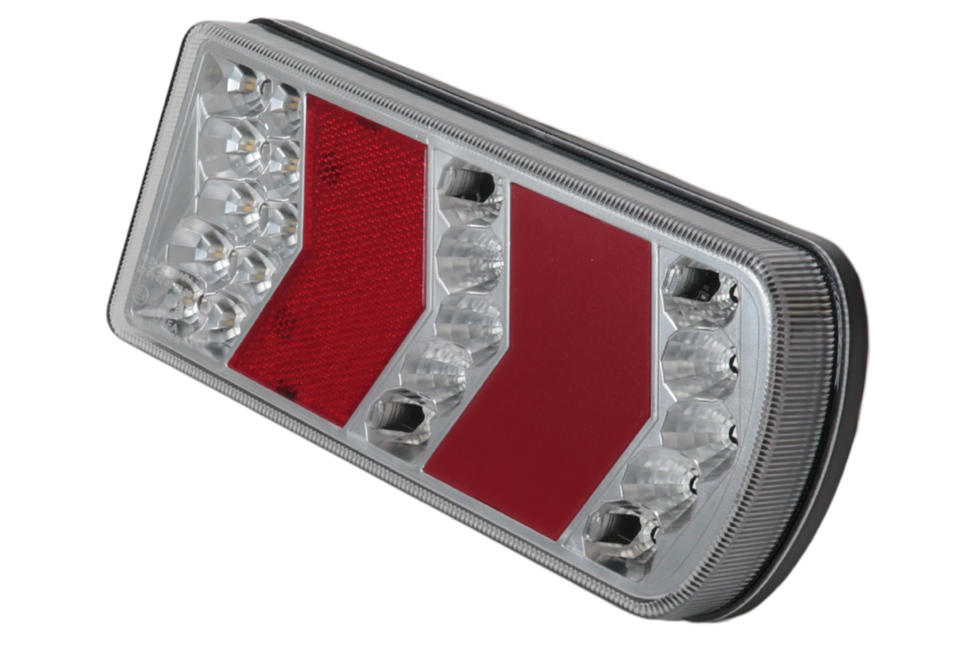Cantonal Feu arrière de remorque - Glotrac - LED - droite - 230x105x40 mm - avec feu de recul et réflecteur