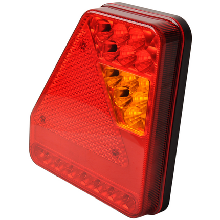 Cantonal Feu arrière de remorque - Glotrac - LED - gauche - 208x188x40 mm - avec feu de brouillard et réflecteur triangulaire