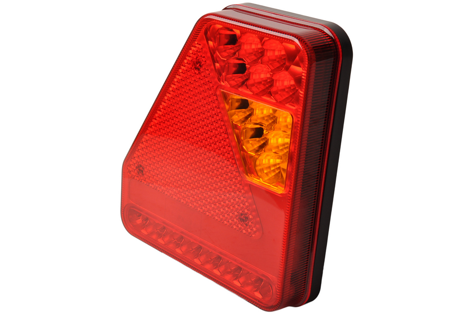 Cantonal Feu arrière de remorque - Glotrac - LED - gauche - 208x188x40 mm - avec feu de brouillard et réflecteur triangulaire