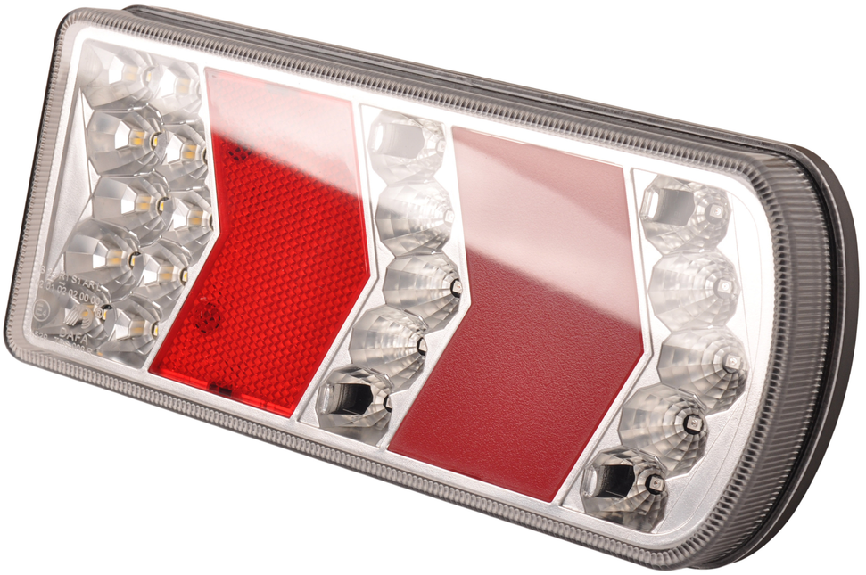 Cantonal Feu arrière droit LED - 230x105x40 mm - feu de recul et catadioptre inclus