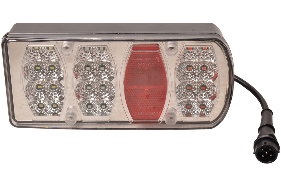 Cantonal Feu arrière fiche aspöck 228x106x55 mm - tout LED et Plug&Play - droit
