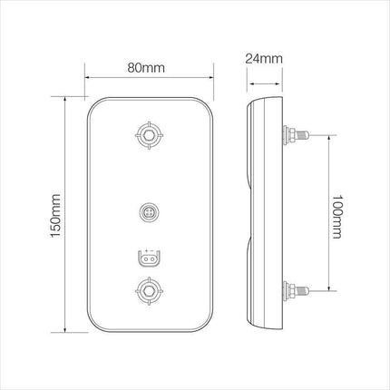 Cantonal Feu arrière vertical 80x150x24 mm - 3 fonctions