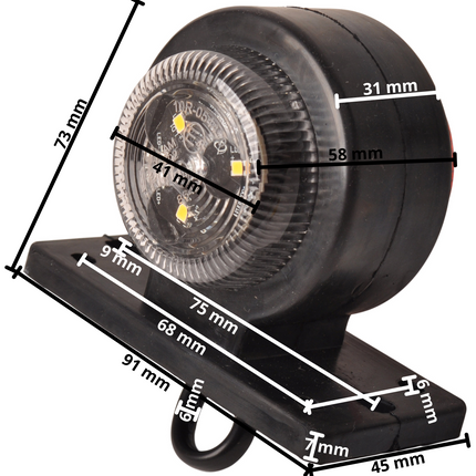 Cantonal Feu de gabarit LED rouge/blanc 40x90x75 mm