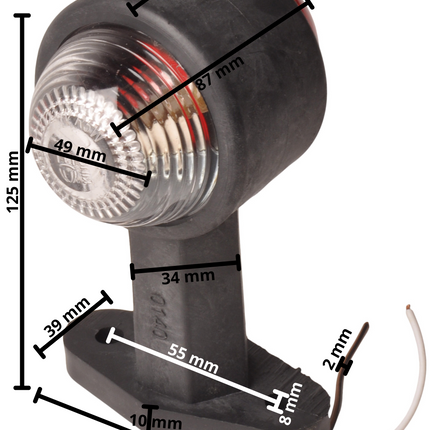 Cantonal Feu de gabarit rouge/blanc 120 mm droit