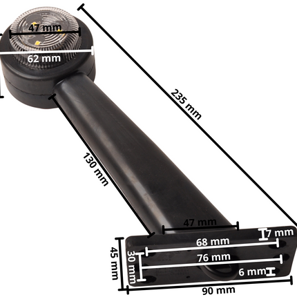 Cantonal Feu de gabarit rouge/blanc - 45 degrés - LED - 12/24 Volt