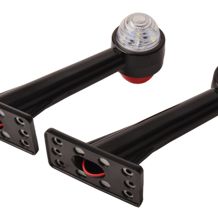 Cantonal Feu de gabarit rouge/blanc lumière de 19 cm de long en angle oblique - 2 pièces - gauche et droite