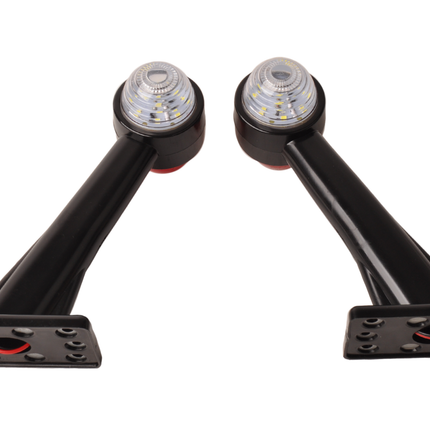 Cantonal Feu de gabarit rouge/blanc lumière de 19 cm de long en angle oblique - 2 pièces - gauche et droite