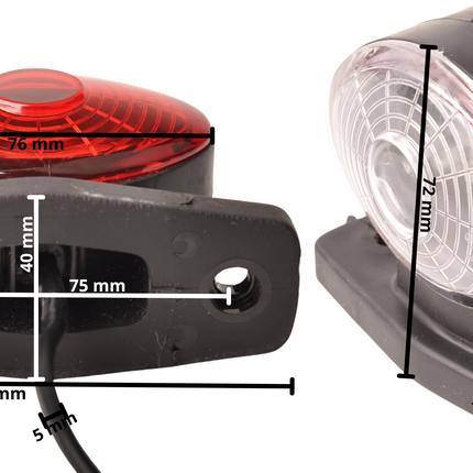 Cantonal Feu de gabarit semi-circulaire LED gauche/droite 12 Volt