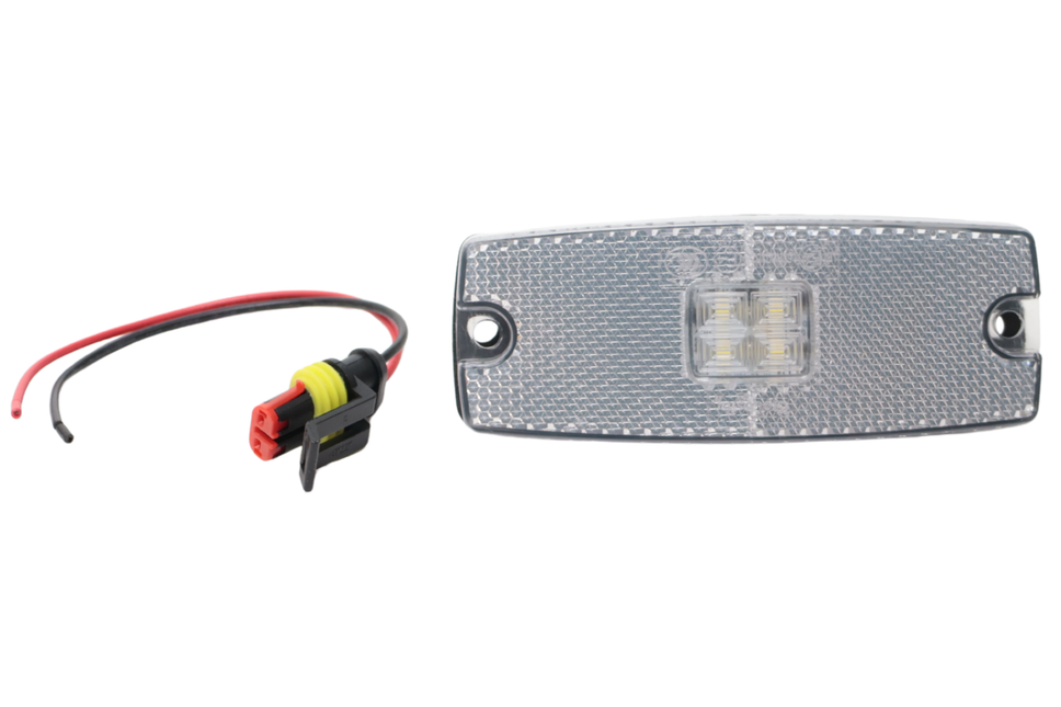 Cantonal Feu de position latéral LED - 110x43 mm - 10-30V - blanc - raccordement par câble libre