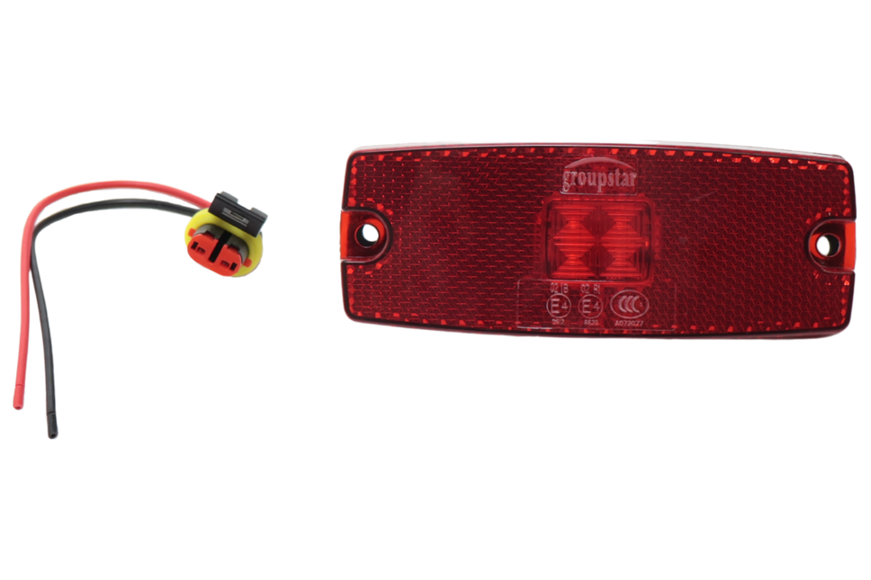 Cantonal Feu de position latéral LED - 110x43 mm - 10-30V - rouge - raccordement par câble libre