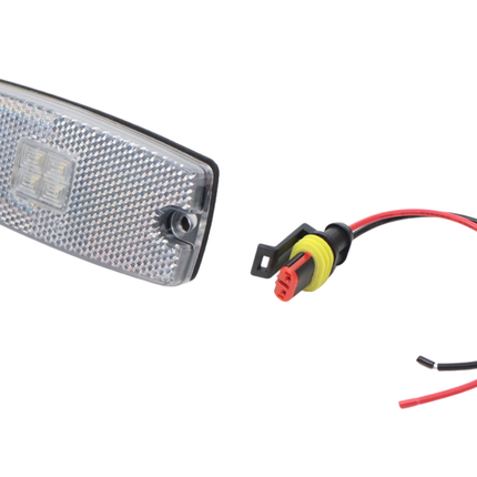 Cantonal Feu de position latéral LED - 110x44 mm - 10-30V - blanc - raccordement par câble libre