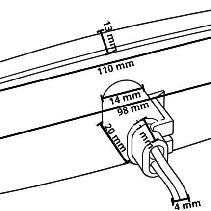 Cantonal Feu de position latéral LED - 110x44 mm - 10-30V - rouge - raccordement par câble libre