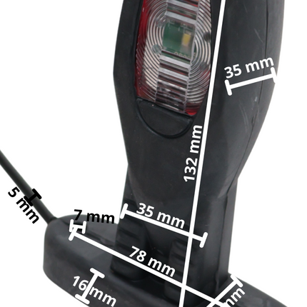 Cantonal Feu de position LED utilisable à gauche & à droite rouge/orange/blanc