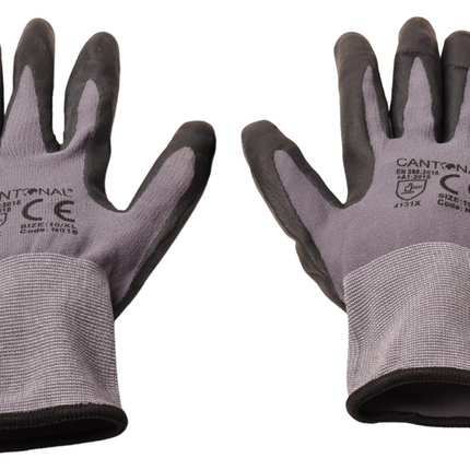 Cantonal Gants de travail PU – lot de 12 paires (24 pièces) – taille XL/10 – nylon/spandex – adhérence résistante à l’usure