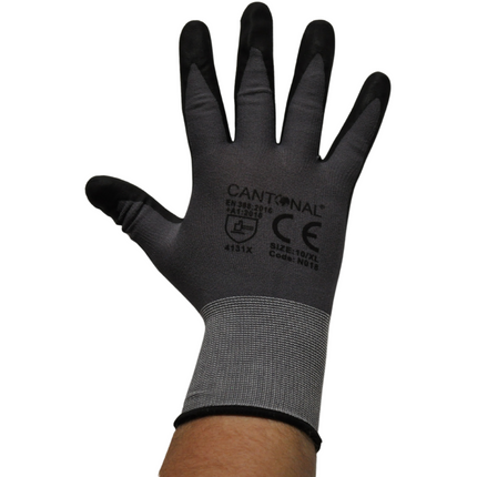 Cantonal Gants de travail PU – lot de 12 paires (24 pièces) – taille XL/10 – nylon/spandex – adhérence résistante à l’usure