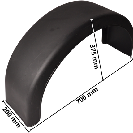 Cantonal Garde boue 13 pouces - 700x200x375 mm - rond des deux côtés