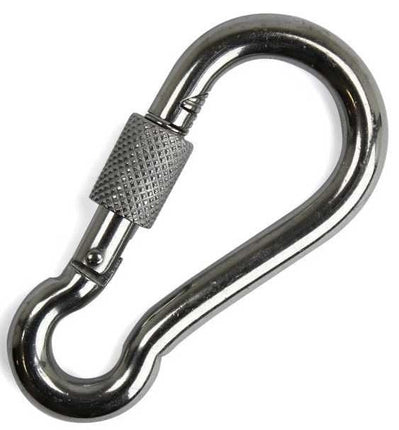 Cantonal Grand mousqueton en acier inoxydable avec fermeture à vis 120x11 mm- diamètre de l'œillet 17 mm