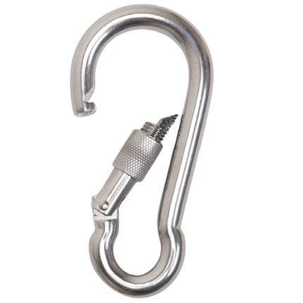 Cantonal Grand mousqueton en acier inoxydable avec fermeture à vis 120x11 mm- diamètre de l'œillet 17 mm