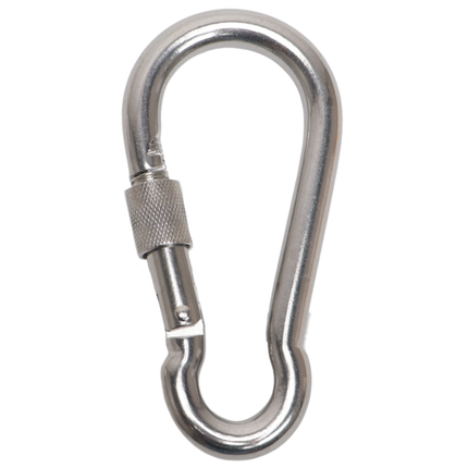 Cantonal Grand mousqueton en acier inoxydable avec fermeture à vis 120x11 mm- diamètre de l'œillet 17 mm