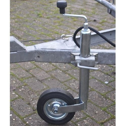 Cantonal Jeu complet de roue jockey - 48 mm - comprenant roue jockey, pince pour roue jockey et matériel de montage