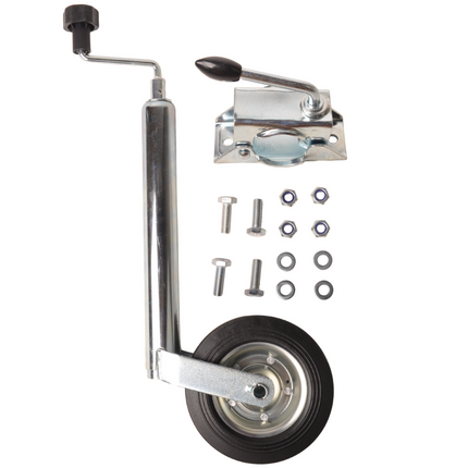Cantonal Jeu complet de roue jockey - 48 mm - comprenant roue jockey, pince pour roue jockey et matériel de montage