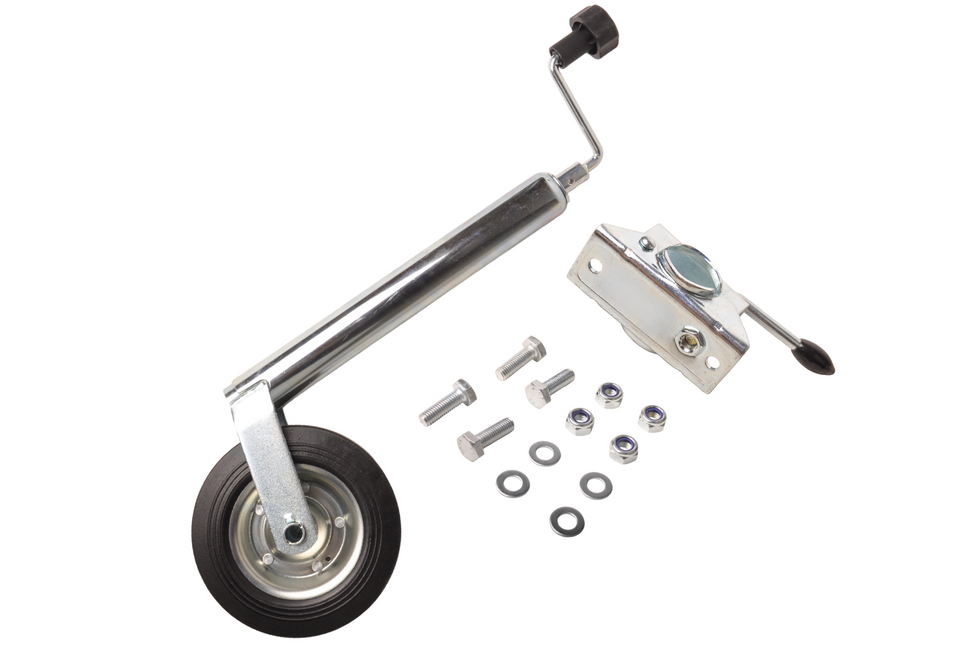 Cantonal Jeu complet de roue jockey - 48 mm - comprenant roue jockey, pince pour roue jockey et matériel de montage