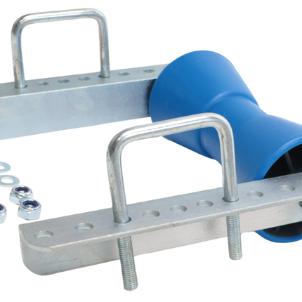Cantonal Jeu de rouleaux de quille - 200 x 104 mm - bleu - avec boulons en U 100 x 73 mm - PE
