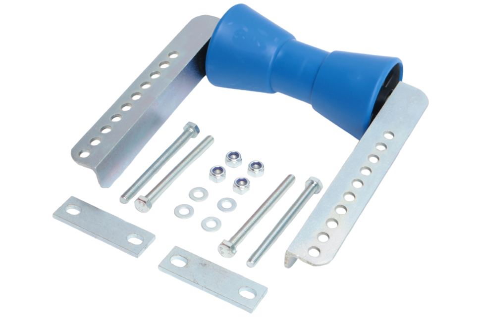 Cantonal Jeu de rouleaux de quille - 200 x 104 mm - bleu - avec boulons en U 100 x 73 mm - PE