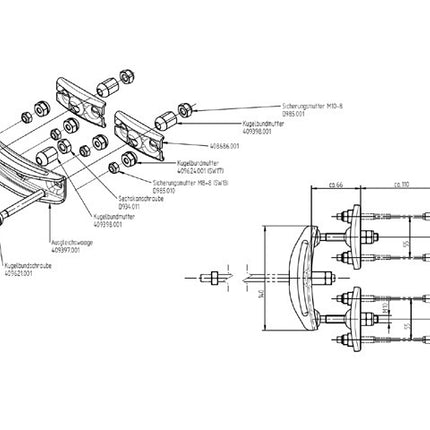 Cantonal Kit de freinage essieu tandem M10 2 mtr longueur tige filetée complète