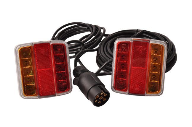 Cantonal Kit d'éclairage LED avec aimants avec 7,5 mètres de câble principal - 7 broches - idéal pour les remorques bateaux