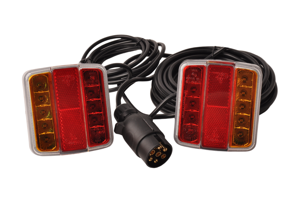 Cantonal Kit d'éclairage LED avec aimants avec 7,5 mètres de câble principal - 7 broches - idéal pour les remorques bateaux