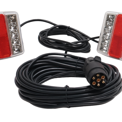 Cantonal Kit d’éclairage LED magnétique - 12 mètres de câble principal - 7 broches - idéal pour les remorques bateaux