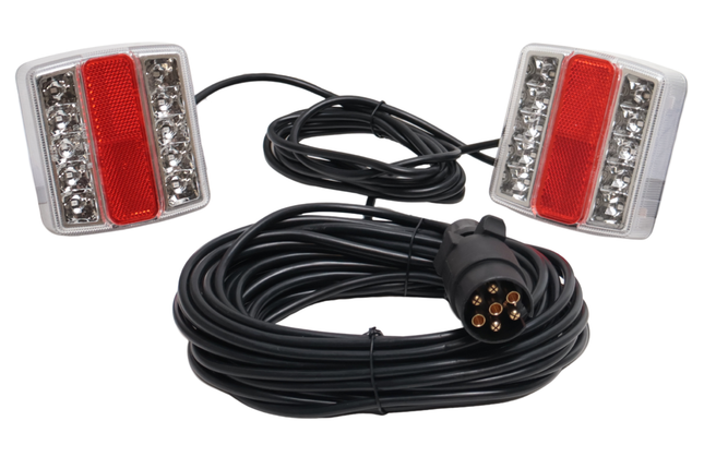 Cantonal Kit d’éclairage LED magnétique - 12 mètres de câble principal - 7 broches - idéal pour les remorques bateaux
