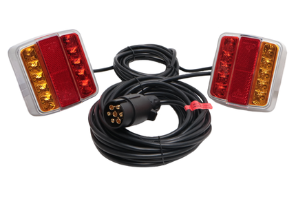 Cantonal Kit d’éclairage LED magnétique - 7,5 mètres de câble principal - 7 broches - Plug & Play - idéal pour les remorques bateau