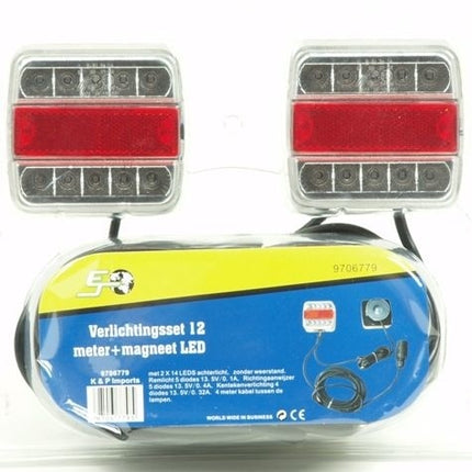 Cantonal Kit d'éclairage LED sur aimants avec 12 mètres de câble principal - 7 broches - idéal pour les remorques bateaux