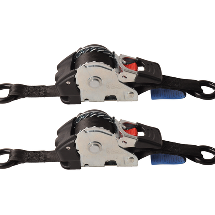 Cantonal Lot de 2 sangle d'arrimage automatique - 300x2,5 cm - charge de rupture 600 kg - avec crochets en S et clips de sécurité