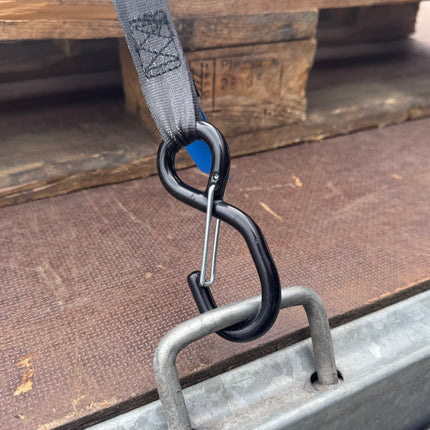 Cantonal Lot de 2 sangle d'arrimage automatique - 300x2,5 cm - charge de rupture 600 kg - avec crochets en S et clips de sécurité