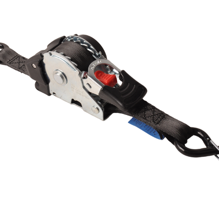 Cantonal Lot de 2 sangle d'arrimage automatique - 300x2,5 cm - charge de rupture 600 kg - avec crochets en S et clips de sécurité