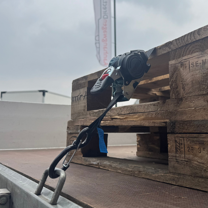 Cantonal Lot de 2 sangle d'arrimage automatique - 300x2,5 cm - charge de rupture 600 kg - avec crochets en S et clips de sécurité