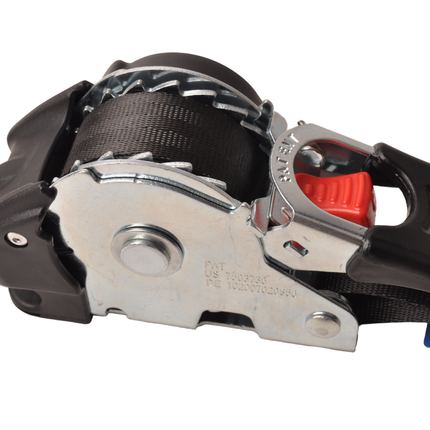 Cantonal Lot de 2 sangle d'arrimage automatique - 300x2,5 cm - charge de rupture 600 kg - avec crochets en S et clips de sécurité