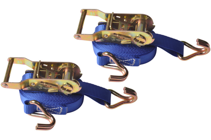 Cantonal Lot de 2 sangles d'arrimage - 500x2,5 cm - bleu - charge de rupture 1500 kg