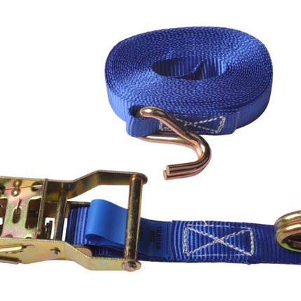 Cantonal Lot de 2 sangles d'arrimage - 500x2,5 cm - bleu - charge de rupture 1500 kg